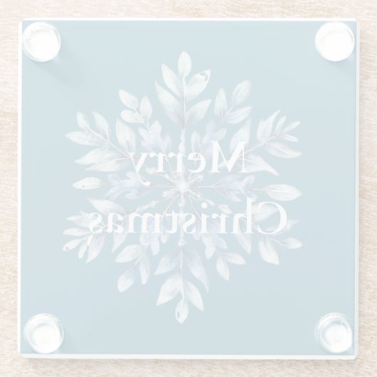 ブルーウィンタースノーフレーククリスマス ガラスコースター (裏面)