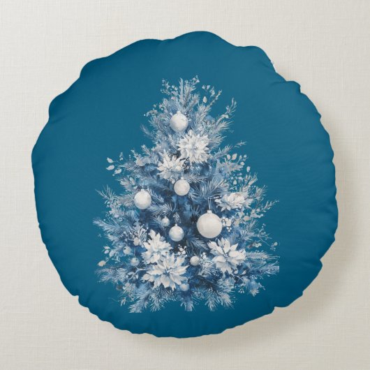 ブルーウィンタースノーフレーククリスマス ラウンドクッション (裏面)