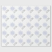 ブルーウィンタースノーフレークスオンホワイトホリデー ラッピングペーパー (フラット)