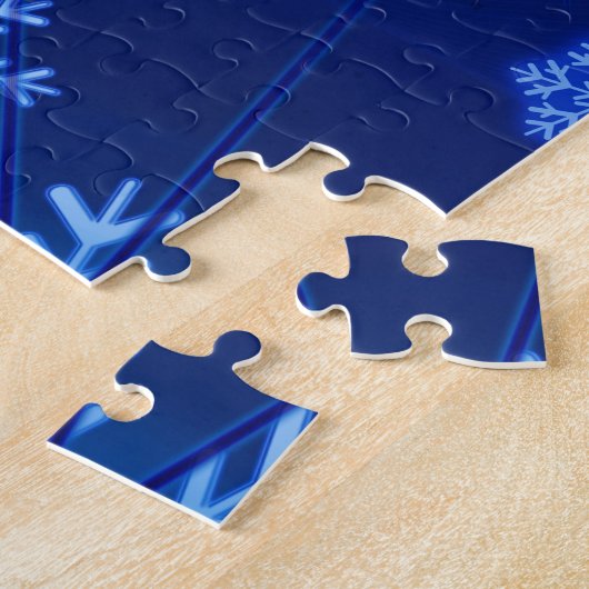 ブルーウィンタースノーフレークスクリスマス ジグソーパズル (側面)