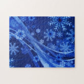 ブルーウィンタースノーフレークスクリスマス ジグソーパズル (横)