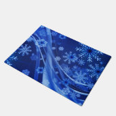 ブルーウィンタースノーフレークスクリスマス ドアマット (アングル)