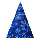 ブルーウィンタースノーフレークスクリスマス パーティーハット (左)