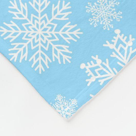 ブルーウィンタースノーフレークスクリスマス フリースブランケット (角)