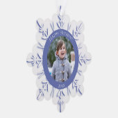 ブルーウィンタースノーフレークハッピーホリデーズデイテッド オーナメントカード (右)