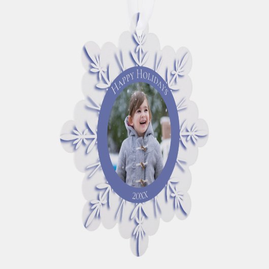 ブルーウィンタースノーフレークハッピーホリデーズデイテッド オーナメントカード (右)