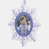 ブルーウィンタースノーフレークハッピーホリデーズデイテッド オーナメントカード (左)