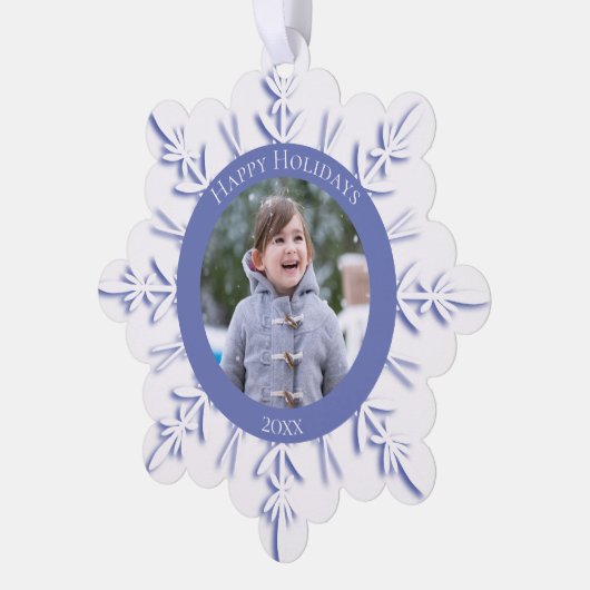 ブルーウィンタースノーフレークハッピーホリデーズデイテッド オーナメントカード (左)