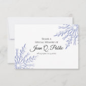 ブルーウィンタースノーフレーク共有アメモリ葬儀 ノートカード (正面)