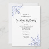 ブルーウィンタースノーフレーク誕生日パーティー 招待状 (正面)