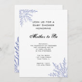 ブルーウィンタースノーフレーク赤ちゃんシャワー 招待状 (正面/裏面)