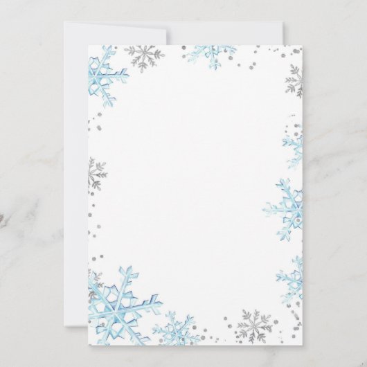 ブルーウィンタースノーモアおもしろいファースト誕生日 招待状 (裏面)