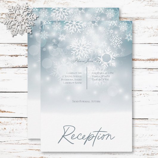 ブルーウィンタースノーモダン披露宴結婚ズ エンクロージャーカード