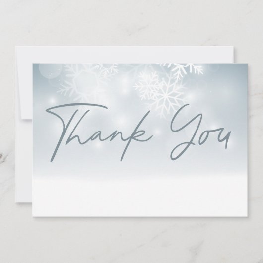 ブルーウィンタースノーモダン結婚ズ サンキューカード (正面)