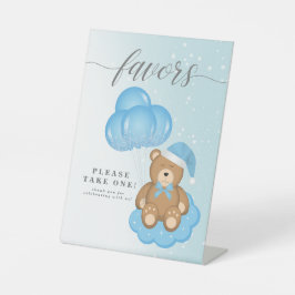 ブルーウィンタースリーピービーバルーンベビーシャワーの好意 台座サイン