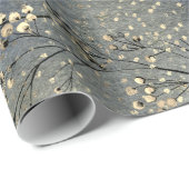 ブルーウィンターダスクスカイ金ゴールドベリー&スノーフォール ラッピングペーパー (ロールコーナー)