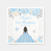 ブルーウィンターダークスキンプリンセス誕生日パーティー スタンダードカクテルナプキン (正面)