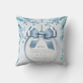 ブルーウィンターツリーニューイヤーメリークリスマスオーナメント クッション (裏面)