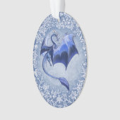ブルーウィンタードラゴンファンタジー自然アート オーナメント (正面)