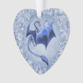 ブルーウィンタードラゴンファンタジー自然アート オーナメント (正面)