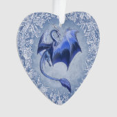 ブルーウィンタードラゴンファンタジー自然アート オーナメント (正面)