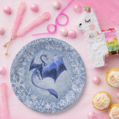 ブルーウィンタードラゴンファンタジー自然アート ペーパープレート (パーティー)