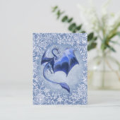 ブルーウィンタードラゴンファンタジー自然アート ポストカード (スタンド正面)