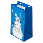 ブルーウィンターハッピー雪だるま スモールペーパーバッグ (正面アングル)