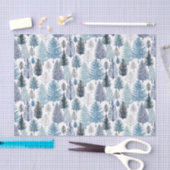 ブルーウィンターパインツリーズティッシュペーパー 薄葉紙 (クラフト)