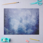 ブルーウィンターパインツリーフォレストデコップページ 薄葉紙 (クラフト)