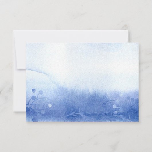 ブルーウィンターパインブランチとベリーRSVPカード 出欠カード (裏面)