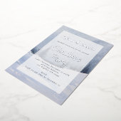 ブルーウィンターフォレストオーバーレイクリスマス実在パーティー 箔招待状 (回転した状態)