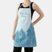ブルーウィンターフォレストツリーウォーターカラークリスマス エプロン (インサイチュ)