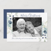 ブルーウィンターフラワーズホリデーフォトカード シーズンカード (正面/裏面)