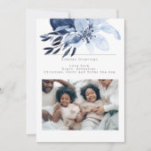 ブルーウィンターフラワー開花フォトカパーソナライズされたード 招待状 (正面)
