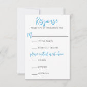 ブルーウィンターフロストウェディングRSVPカード 出欠カード (正面)