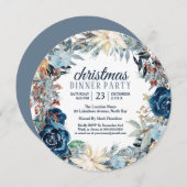 ブルーウィンターフロストホリデーリースパーティの招待状 招待状 (正面/裏面)