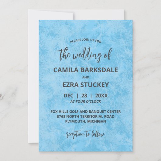 ブルーウィンターフロスト結婚式招待状 招待状 (正面)