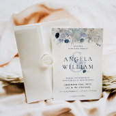 ブルーウィンターフローラエレガントな結婚式 招待状