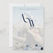 ブルーウィンターフローラエレガントな結婚式 招待状 (裏面)