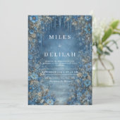 ブルーウィンターフローラ結婚式招待状 招待状 (スタンド正面)