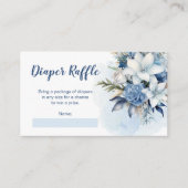 ブルーウィンターフローラ赤ちゃんシャワーおむつラッフル エンクロージャーカード (正面)