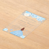 ブルーウィンターブラウンヘアプリンセスSweet sixteen アクリル招待状 (レイダウン)