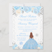 ブルーウィンターブラウンヘアプリンセスSweet sixteen 招待状 (正面)