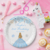 ブルーウィンターブロンドヘアプリンセス誕生日パーティー ペーパープレート (パーティー)
