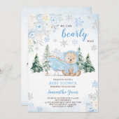 ブルーウィンターベア赤ちゃんシャワー 招待状 (正面/裏面)