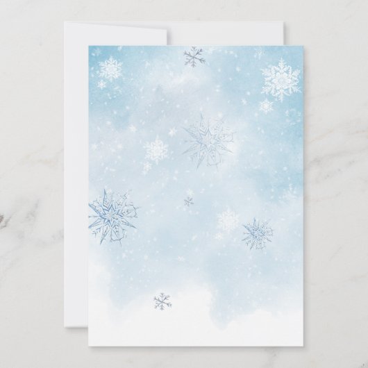 ブルーウィンターベビーベビーシャワー外は寒い 招待状 (裏面)