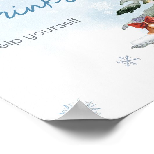 ブルーウィンターベビー外は冷たい飲み物 ポスター (角)