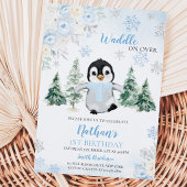 ブルーウィンターペンギンの誕生日パーティー 招待状
