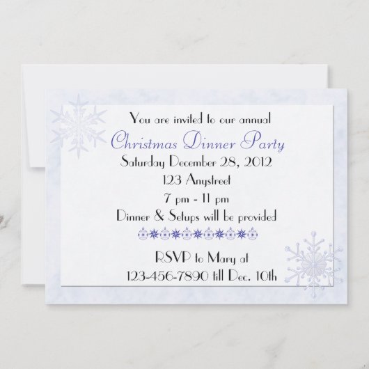 ブルーウィンターホリデーお祝い招待状 招待状 (裏面)